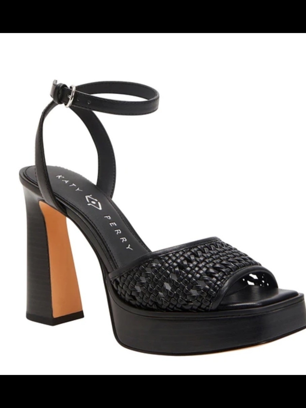 The Steady Ankle Strap Black Woven Platform Sandal